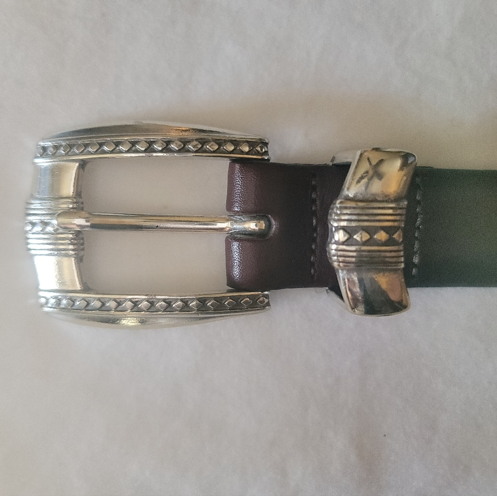 Brighton Brown Leather Belt with Silver Buckle - 36 - Picture 3 of 7